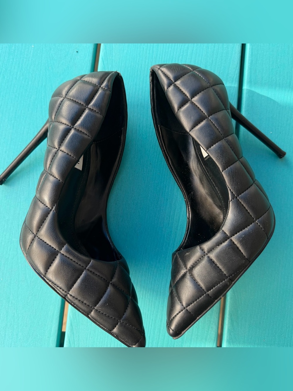 Steve Madden Black Quilted Pointed Stiletto Heels - Picture 3 of 8
